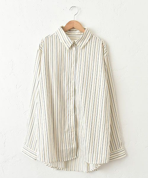 HUMS｜ストライプ2wayカラーオーバーシャツ [[32897A332]][C]