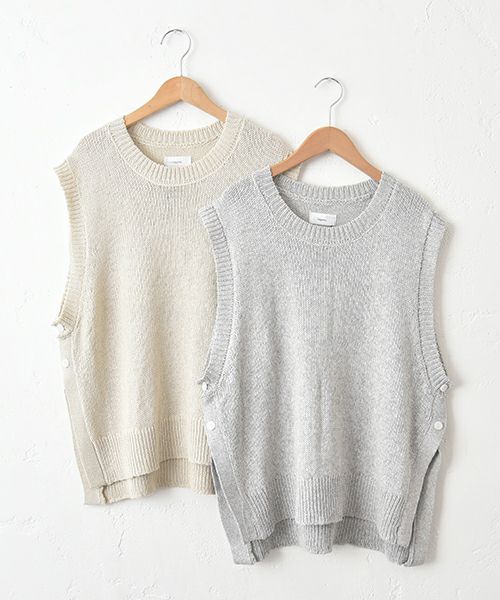 hagumu｜サイドボタン麻混ニットベスト [[MT-0496]][C]