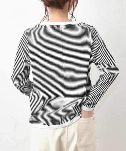 and quarter｜10分袖ボーダーカットソー [[MA-055]][C]