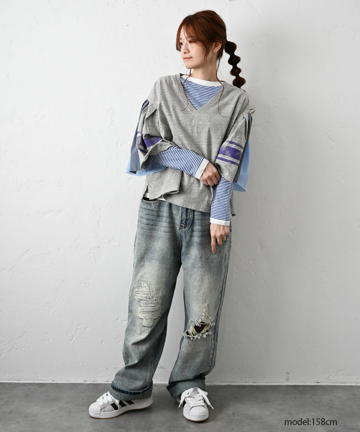 and quarter｜10分袖ボーダーカットソー [[MA-055]][C]
